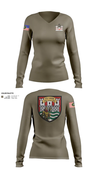 Womens Long Sleeve Vneck Shirt, 175th MRBC, , Teamtime, Team time, sublimation, custom sports apparel, team uniforms, spirit wear, spiritwear, sports uniforms, custom shirts, team store, custom team store, fundraiser sports, apparel fundraiser