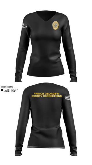 Womens Long Sleeve Vneck Shirt, DOC PG, Police, Teamtime, Team time, sublimation, custom sports apparel, team uniforms, spirit wear, spiritwear, sports uniforms, custom shirts, team store, custom team store, fundraiser sports, apparel fundraiser
