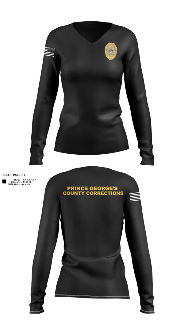 Womens Long Sleeve Vneck Shirt, DOC PG, Police, Teamtime, Team time, sublimation, custom sports apparel, team uniforms, spirit wear, spiritwear, sports uniforms, custom shirts, team store, custom team store, fundraiser sports, apparel fundraiser