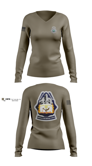 Womens Long Sleeve Vneck Shirt, Asheville Fire Marshal’s Office, Fire Department, Teamtime, Team time, sublimation, custom sports apparel, team uniforms, spirit wear, spiritwear, sports uniforms, custom shirts, team store, custom team store, fundraiser sports, apparel fundraiser