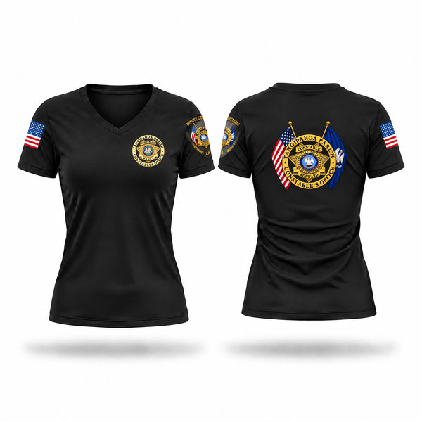 Tangipahoa Parish Constables Office 8th ward Women's Short Sleeve V-neck Shirt - 1