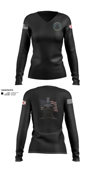 Womens Long Sleeve Vneck Shirt, 117th Intel Squadron, Air Force, Teamtime, Team time, sublimation, custom sports apparel, team uniforms, spirit wear, spiritwear, sports uniforms, custom shirts, team store, custom team store, fundraiser sports, apparel fundraiser