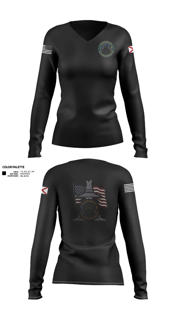 Womens Long Sleeve Vneck Shirt, 117th Intel Squadron, Air Force, Teamtime, Team time, sublimation, custom sports apparel, team uniforms, spirit wear, spiritwear, sports uniforms, custom shirts, team store, custom team store, fundraiser sports, apparel fundraiser