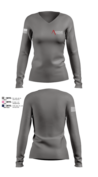 Womens Long Sleeve Vneck Shirt, Agoge Combatives, , Teamtime, Team time, sublimation, custom sports apparel, team uniforms, spirit wear, spiritwear, sports uniforms, custom shirts, team store, custom team store, fundraiser sports, apparel fundraiser