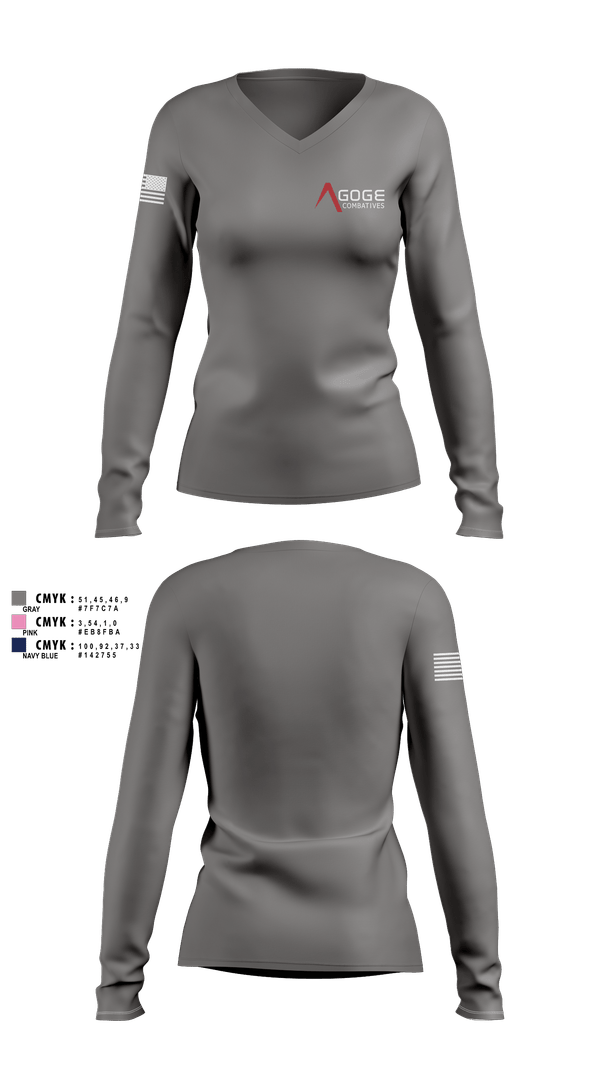 Womens Long Sleeve Vneck Shirt, Agoge Combatives, , Teamtime, Team time, sublimation, custom sports apparel, team uniforms, spirit wear, spiritwear, sports uniforms, custom shirts, team store, custom team store, fundraiser sports, apparel fundraiser