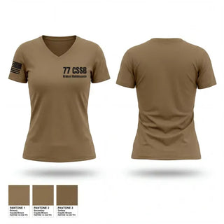 Womens Short Sleeve Vneck Shirt, 77 CSSB, Army, Teamtime, Team time, sublimation, custom sports apparel, team uniforms, spirit wear, spiritwear, sports uniforms, custom shirts, team store, custom team store, fundraiser sports, apparel fundraiser