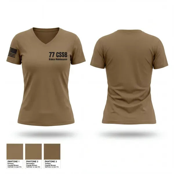 Womens Short Sleeve Vneck Shirt, 77 CSSB, Army, Teamtime, Team time, sublimation, custom sports apparel, team uniforms, spirit wear, spiritwear, sports uniforms, custom shirts, team store, custom team store, fundraiser sports, apparel fundraiser
