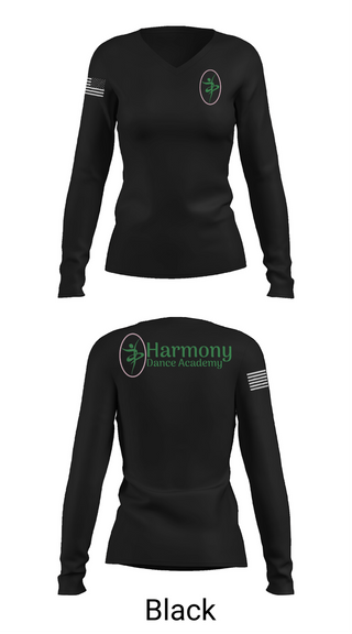 Womens Long Sleeve Vneck Shirt, Harmony Dance Academy, Cheer, Teamtime, Team time, sublimation, custom sports apparel, team uniforms, spirit wear, spiritwear, sports uniforms, custom shirts, team store, custom team store, fundraiser sports, apparel fundraiser