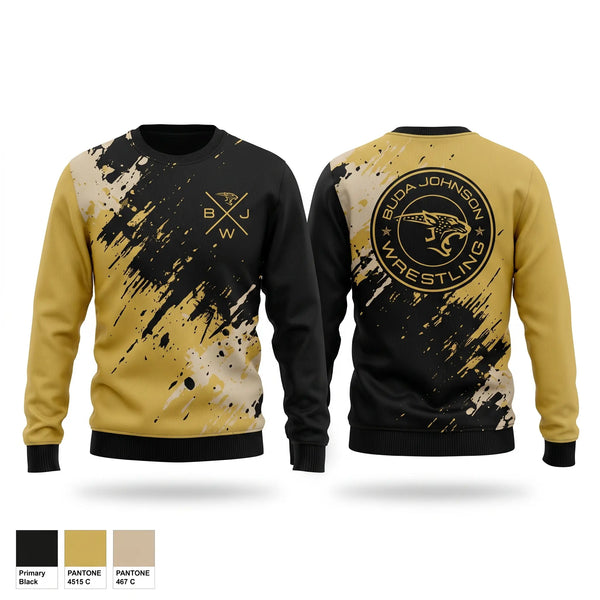 Crew Neck Sweatshirt, Buda Johnson Jaguars Wrestling, Wrestling, Teamtime, Team time, sublimation, custom sports apparel, team uniforms, spirit wear, spiritwear, sports uniforms, custom shirts, team store, custom team store, fundraiser sports, apparel fundraiser