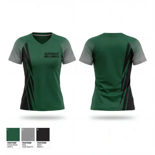 Womens Short Sleeve Vneck Shirt, Ocean Breeze Wave Runners, Track & Field, Teamtime, Team time, sublimation, custom sports apparel, team uniforms, spirit wear, spiritwear, sports uniforms, custom shirts, team store, custom team store, fundraiser sports, apparel fundraiser