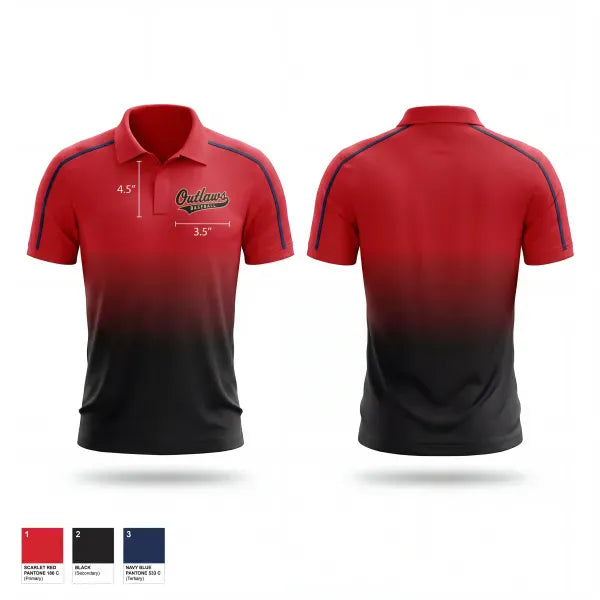 Short Sleeve Performance Polo, Houston Outlaws, Baseball, Teamtime, Team time, sublimation, custom sports apparel, team uniforms, spirit wear, spiritwear, sports uniforms, custom shirts, team store, custom team store, fundraiser sports, apparel fundraiser