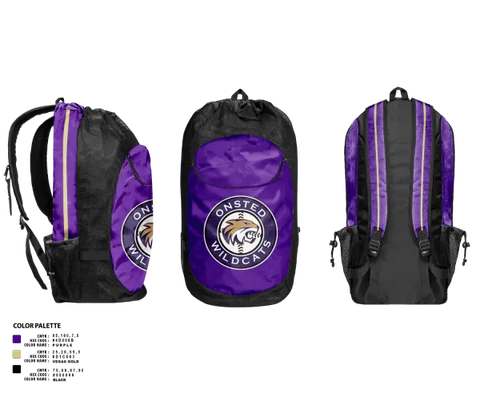 Gear Bag, Onsted Wildcats, Baseball, Teamtime, Team time, sublimation, custom sports apparel, team uniforms, spirit wear, spiritwear, sports uniforms, custom shirts, team store, custom team store, fundraiser sports, apparel fundraiser
