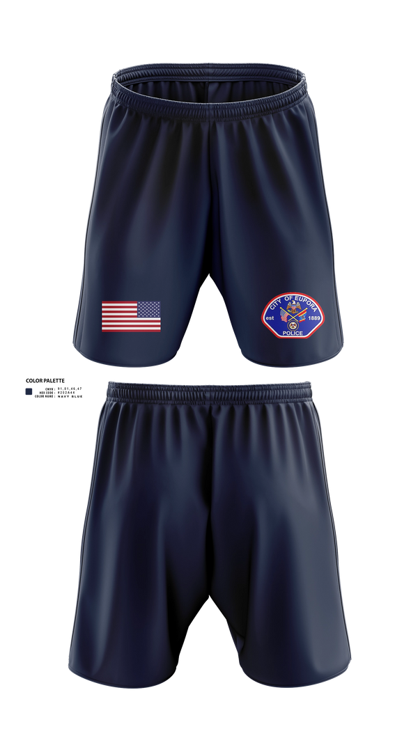Athletic Shorts With Pockets, EUPORA POLICE DEPARTMENT, Police, Teamtime, Team time, sublimation, custom sports apparel, team uniforms, spirit wear, spiritwear, sports uniforms, custom shirts, team store, custom team store, fundraiser sports, apparel fundraiser