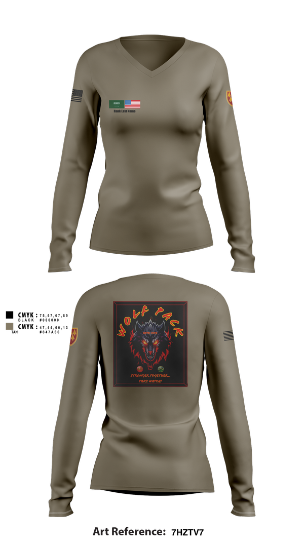 Womens Long Sleeve Vneck Shirt, B/4-60TH ADAR, Army, Teamtime, Team time, sublimation, custom sports apparel, team uniforms, spirit wear, spiritwear, sports uniforms, custom shirts, team store, custom team store, fundraiser sports, apparel fundraiser