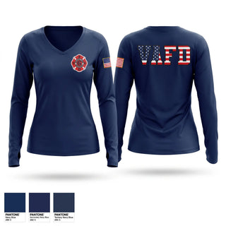 Womens Long Sleeve Vneck Shirt, Veterans Affairs, Fire Department, Teamtime, Team time, sublimation, custom sports apparel, team uniforms, spirit wear, spiritwear, sports uniforms, custom shirts, team store, custom team store, fundraiser sports, apparel fundraiser