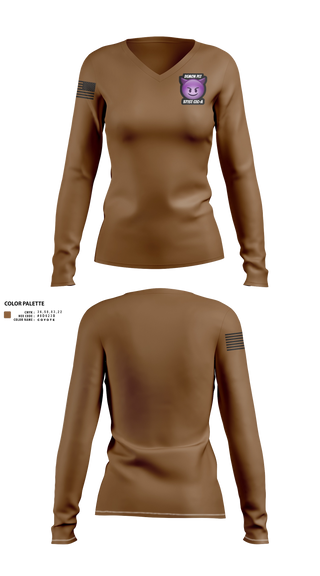 Womens Long Sleeve Vneck Shirt, Demon PLT, Army, Teamtime, Team time, sublimation, custom sports apparel, team uniforms, spirit wear, spiritwear, sports uniforms, custom shirts, team store, custom team store, fundraiser sports, apparel fundraiser