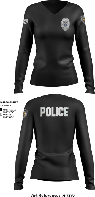 Womens Long Sleeve Vneck Shirt, Neosho Police, Police, Teamtime, Team time, sublimation, custom sports apparel, team uniforms, spirit wear, spiritwear, sports uniforms, custom shirts, team store, custom team store, fundraiser sports, apparel fundraiser