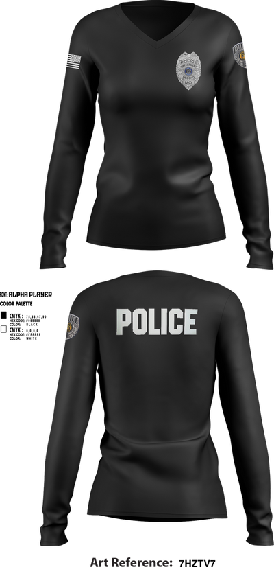 Neosho Police 57078695 Women's Long Sleeve V-neck Shirt - 1