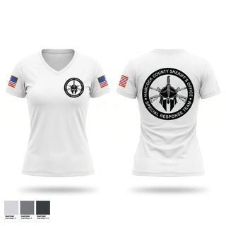 Womens Short Sleeve Vneck Shirt, Hancock County SRT, Police, Teamtime, Team time, sublimation, custom sports apparel, team uniforms, spirit wear, spiritwear, sports uniforms, custom shirts, team store, custom team store, fundraiser sports, apparel fundraiser