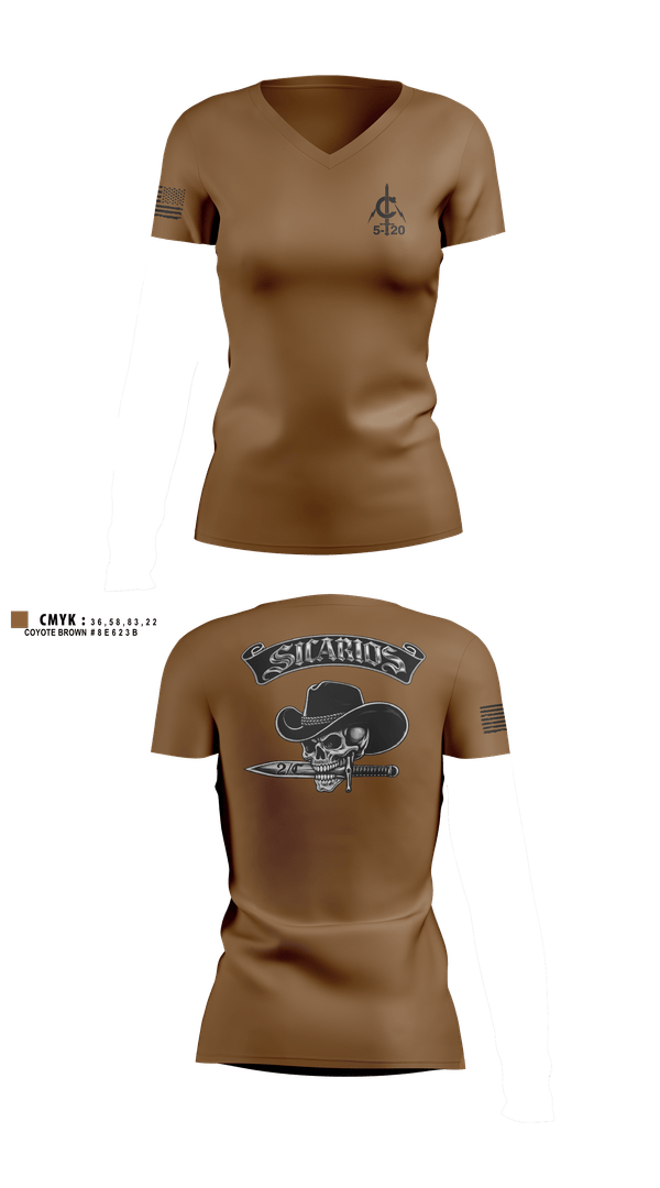 Womens Short Sleeve Vneck Shirt, 2/C Sicarios, Army, Teamtime, Team time, sublimation, custom sports apparel, team uniforms, spirit wear, spiritwear, sports uniforms, custom shirts, team store, custom team store, fundraiser sports, apparel fundraiser