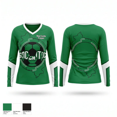 New Castle Trojans Women's Long Sleeve V-neck Shirt - 1