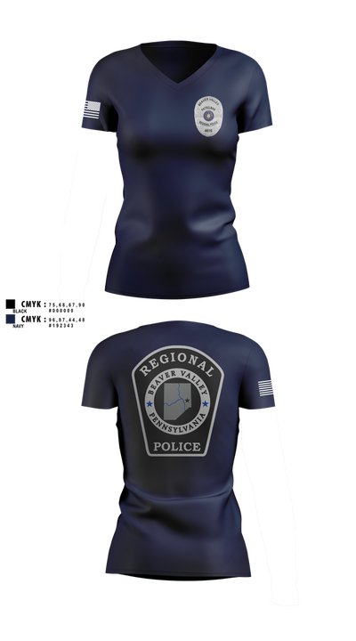 Beaver Valley Regional Police Department  Women's Short Sleeve V-neck Shirt - 2