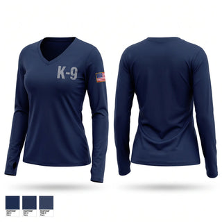 Womens Long Sleeve Vneck Shirt, Sheriff K9, Police, Teamtime, Team time, sublimation, custom sports apparel, team uniforms, spirit wear, spiritwear, sports uniforms, custom shirts, team store, custom team store, fundraiser sports, apparel fundraiser