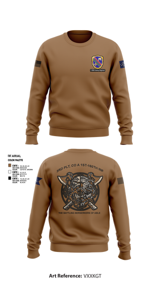 Crew Neck Sweatshirt, Co A, 1st-160th INF, 79th IBCT, , Teamtime, Team time, sublimation, custom sports apparel, team uniforms, spirit wear, spiritwear, sports uniforms, custom shirts, team store, custom team store, fundraiser sports, apparel fundraiser