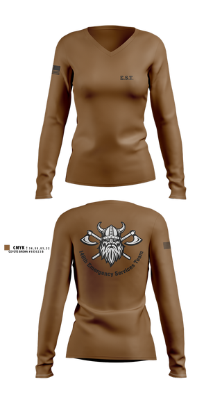 Womens Long Sleeve Vneck Shirt, 148th E.S.T., Police, Teamtime, Team time, sublimation, custom sports apparel, team uniforms, spirit wear, spiritwear, sports uniforms, custom shirts, team store, custom team store, fundraiser sports, apparel fundraiser