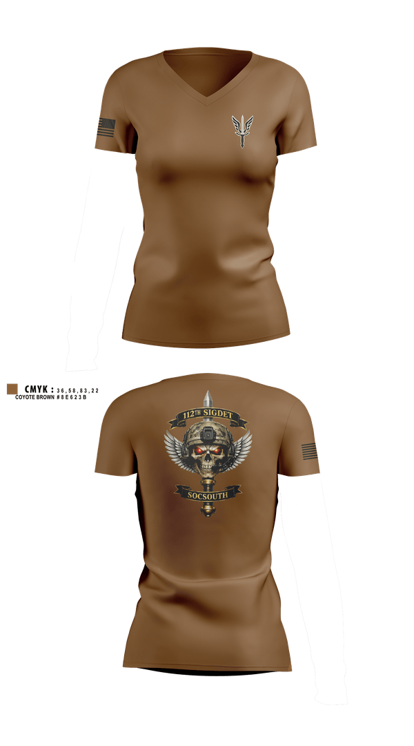 Womens Short Sleeve Vneck Shirt, 112 SIGDET, Army, Teamtime, Team time, sublimation, custom sports apparel, team uniforms, spirit wear, spiritwear, sports uniforms, custom shirts, team store, custom team store, fundraiser sports, apparel fundraiser