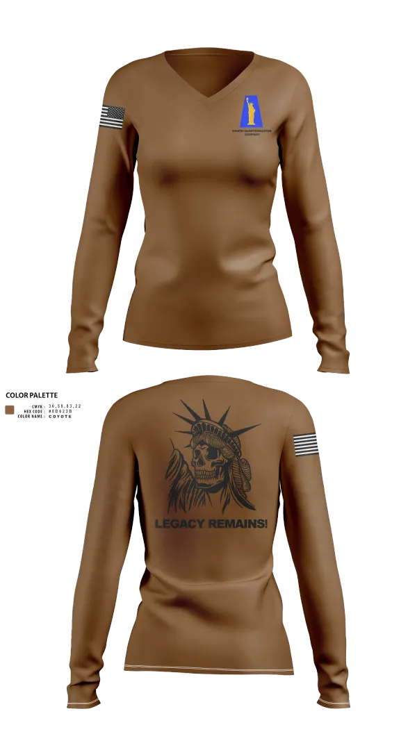 Womens Long Sleeve Vneck Shirt, 1019th Quartermaster Company, , Teamtime, Team time, sublimation, custom sports apparel, team uniforms, spirit wear, spiritwear, sports uniforms, custom shirts, team store, custom team store, fundraiser sports, apparel fundraiser