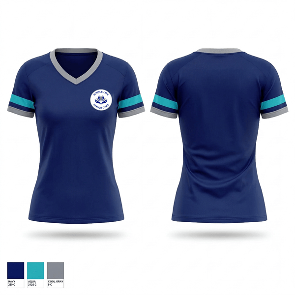 Womens Short Sleeve Vneck Shirt, Whole Life Senior Care, , Teamtime, Team time, sublimation, custom sports apparel, team uniforms, spirit wear, spiritwear, sports uniforms, custom shirts, team store, custom team store, fundraiser sports, apparel fundraiser