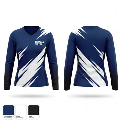 Moravian Softball 94971054 Women's Long Sleeve V-neck Shirt - 1