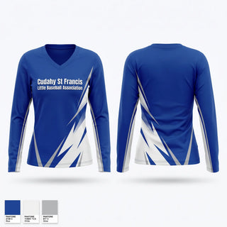 Womens Long Sleeve Vneck Shirt, Cudahy St Francis Little Baseball Association, Baseball, Teamtime, Team time, sublimation, custom sports apparel, team uniforms, spirit wear, spiritwear, sports uniforms, custom shirts, team store, custom team store, fundraiser sports, apparel fundraiser