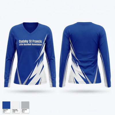 Cudahy St Francis Little Baseball Association Women's Long Sleeve V-neck Shirt - 1