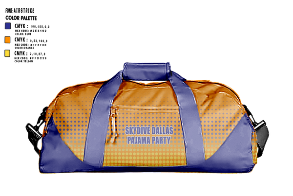 Duffle Bag, Skydive Dallas Pajama Party, Water Polo, Teamtime, Team time, sublimation, custom sports apparel, team uniforms, spirit wear, spiritwear, sports uniforms, custom shirts, team store, custom team store, fundraiser sports, apparel fundraiser