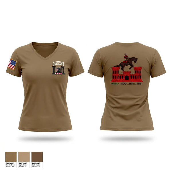 Womens Short Sleeve Vneck Shirt, 630th Engineer Clearance Company, Army, Teamtime, Team time, sublimation, custom sports apparel, team uniforms, spirit wear, spiritwear, sports uniforms, custom shirts, team store, custom team store, fundraiser sports, apparel fundraiser