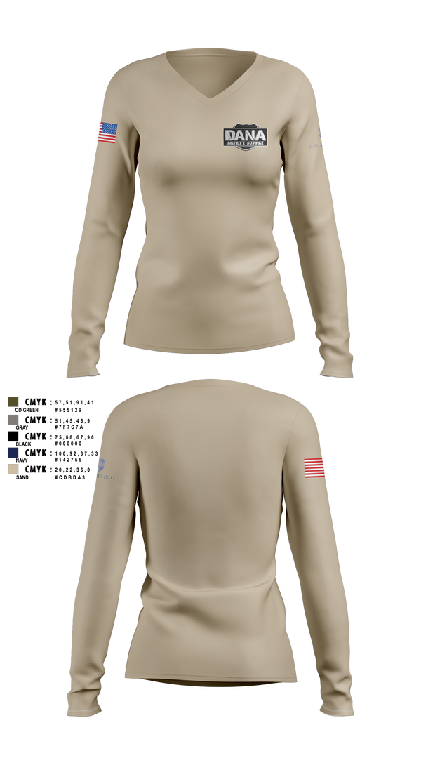 Womens Long Sleeve Vneck Shirt, Alabama SalesDana Safety Supply, Police, Teamtime, Team time, sublimation, custom sports apparel, team uniforms, spirit wear, spiritwear, sports uniforms, custom shirts, team store, custom team store, fundraiser sports, apparel fundraiser