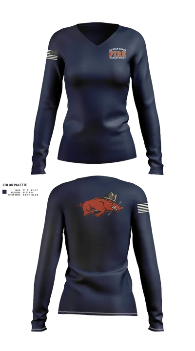 RUNYAN ACRES FIRE DEPARTMENT 34134469 Women's Long Sleeve V-neck Shirt - 20