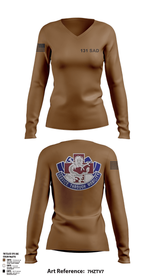 Women's Long Sleeve Vneck Shirt, 131 SAD, Army, Teamtime, Team time, sublimation, custom sports apparel, team uniforms, spirit wear, spiritwear, sports uniforms, custom shirts, team store, custom team store, fundraiser sports, apparel fundraiser