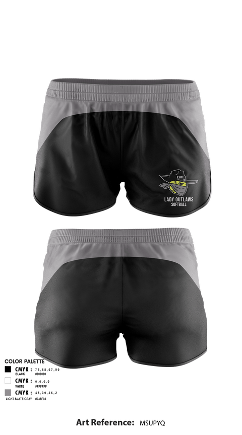 Women's Shorts, Erie Lady Outlaws, Softball, Teamtime, Team time, sublimation, custom sports apparel, team uniforms, spirit wear, spiritwear, sports uniforms, custom shirts, team store, custom team store, fundraiser sports, apparel fundraiser