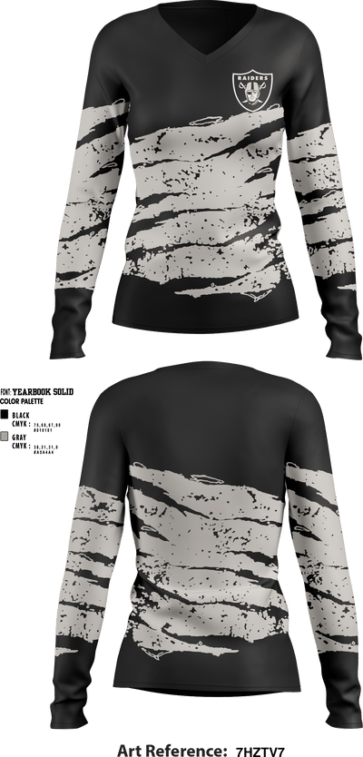 Drexel Hill Raiders 58954132 Women's Long Sleeve V-neck Shirt - 1