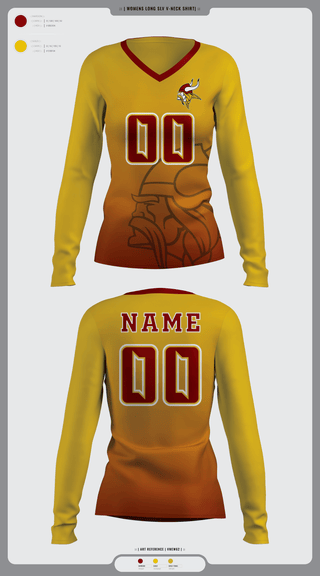 Women's Long Sleeve Vneck Shirt, Mission Valley Senior High School Volleyball, Women's Volleyball, Teamtime, Team time, sublimation, custom sports apparel, team uniforms, spirit wear, spiritwear, sports uniforms, custom shirts, team store, custom team store, fundraiser sports, apparel fundraiser