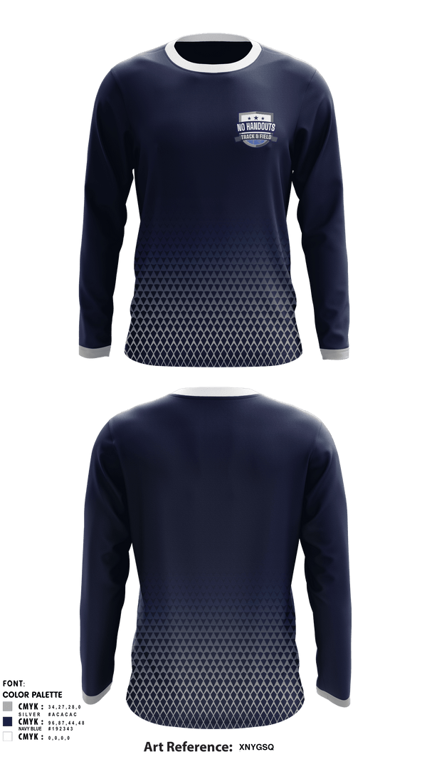 Long Sleeve Performance Shirt, No Handouts Track & Field, Track & Field, Teamtime, Team time, sublimation, custom sports apparel, team uniforms, spirit wear, spiritwear, sports uniforms, custom shirts, team store, custom team store, fundraiser sports, apparel fundraiser