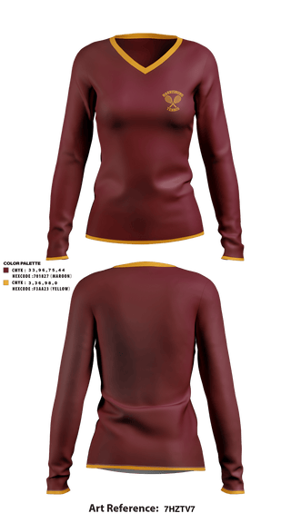 Women's Long Sleeve Vneck Shirt, Meade High School Track, Track & Field, Teamtime, Team time, sublimation, custom sports apparel, team uniforms, spirit wear, spiritwear, sports uniforms, custom shirts, team store, custom team store, fundraiser sports, apparel fundraiser