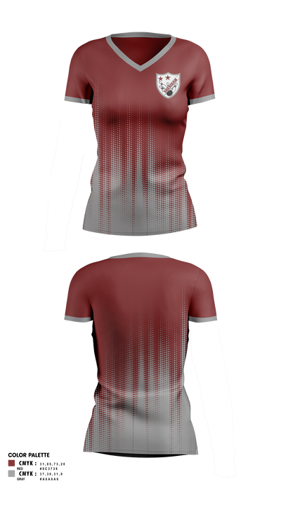 Sheridan High School Bowling 77563042 Women's Short Sleeve V-neck Shirt - 1