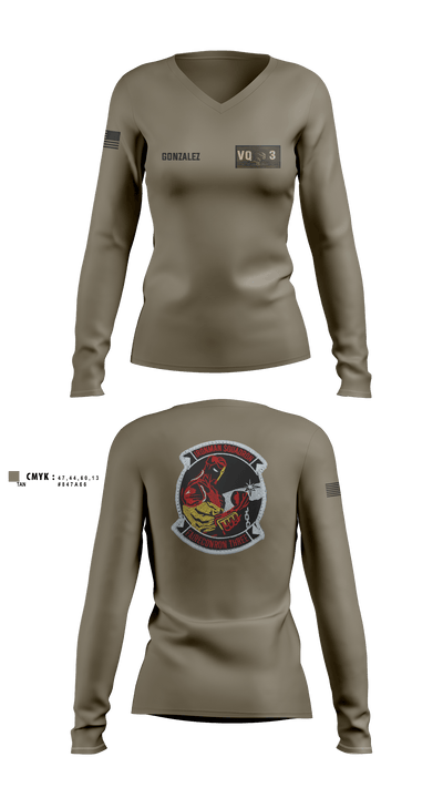 VQ-3 DET TRVS 52792969 Women's Long Sleeve V-neck Shirt - 2