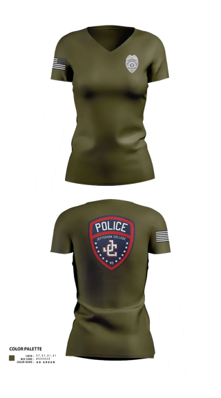 Womens Short Sleeve Vneck Shirt, Jefferson College Police Department, Police, Teamtime, Team time, sublimation, custom sports apparel, team uniforms, spirit wear, spiritwear, sports uniforms, custom shirts, team store, custom team store, fundraiser sports, apparel fundraiser