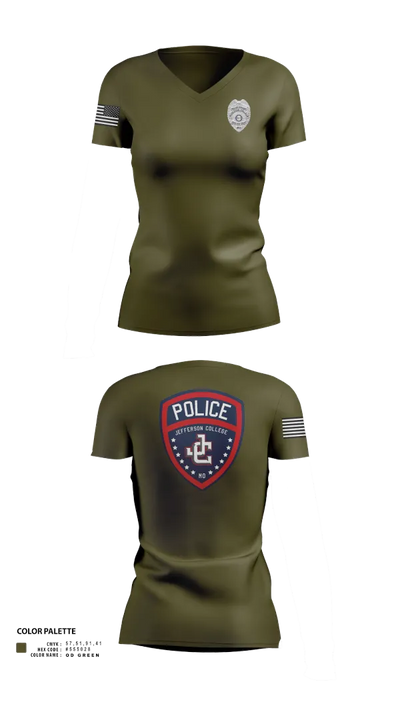 Jefferson College Police Department 39962708 Women's Short Sleeve V-neck Shirt - 23