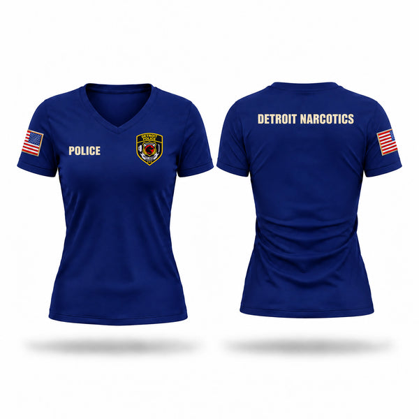 Detroit narcotics Women's Short Sleeve V-neck Shirt - 1
